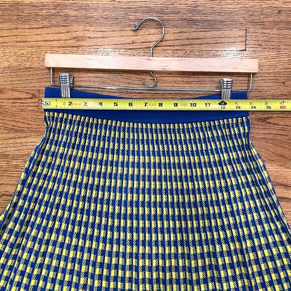 Derek Lam 10 Crosby Knit Pleated Maxi Skirt Sz S/P Blue Yellow Check Pull On EUC - Picture 6 of 9